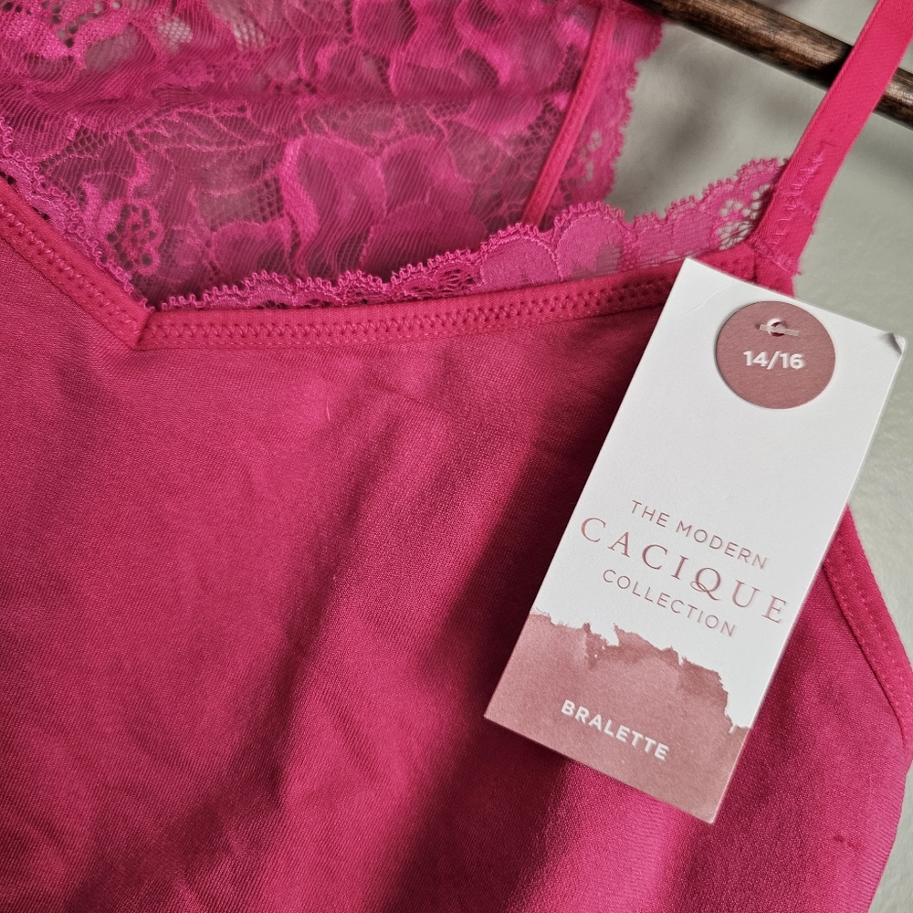 Cacique The Modern Collection lace bralette Hot Pink Lane Bryant Size 14/16 Nwt